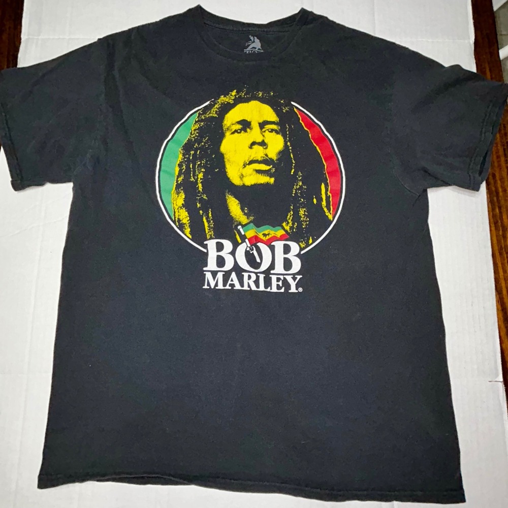 Bob Marley Zion Rootswear Graphic T Shirt Mens Large Black Cotton Reggae Rasta